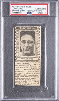 1936 Detroit Times "Sport Stamp" Lou Gehrig – PSA Authentic – The Hobbys Only PSA-Validated Example!